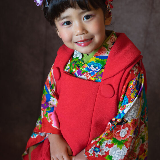 華尽（被布）3歳向けアンティーク着物レンタル