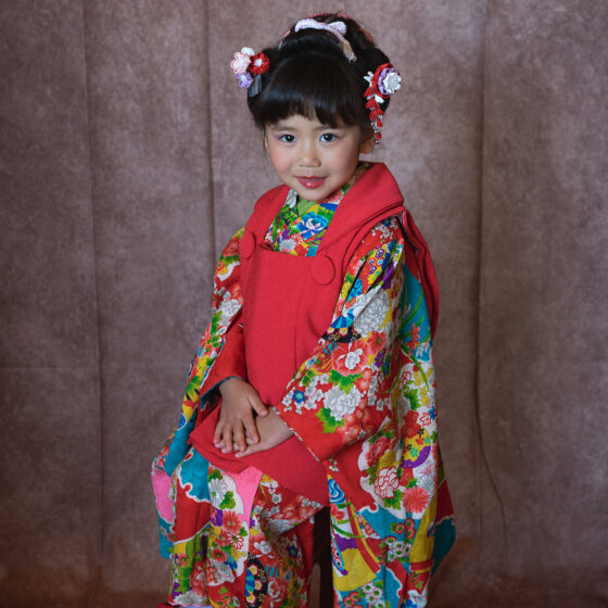 華尽（被布）3歳向けアンティーク着物レンタル