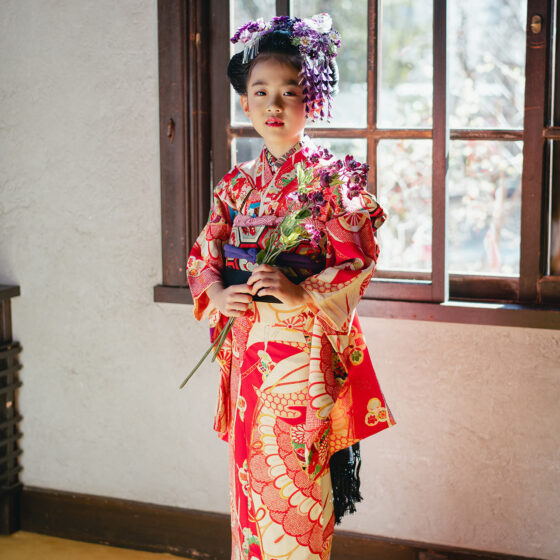 紅姫 5歳〜7歳向けアンティーク着物レンタル
