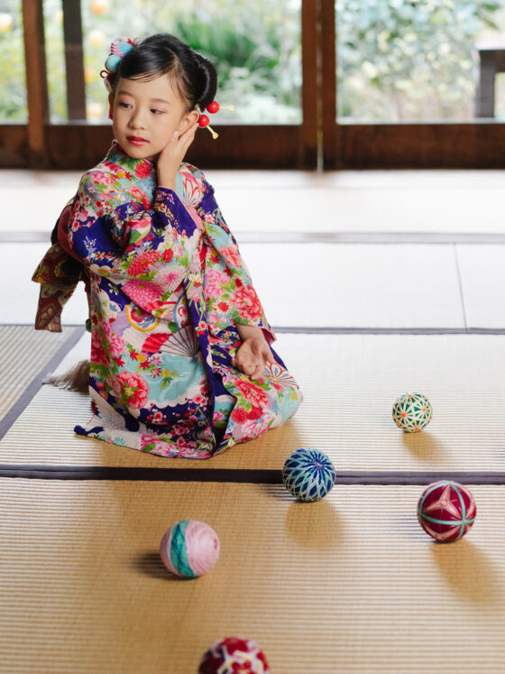 花手毬 5歳〜7歳向けアンティーク着物レンタル