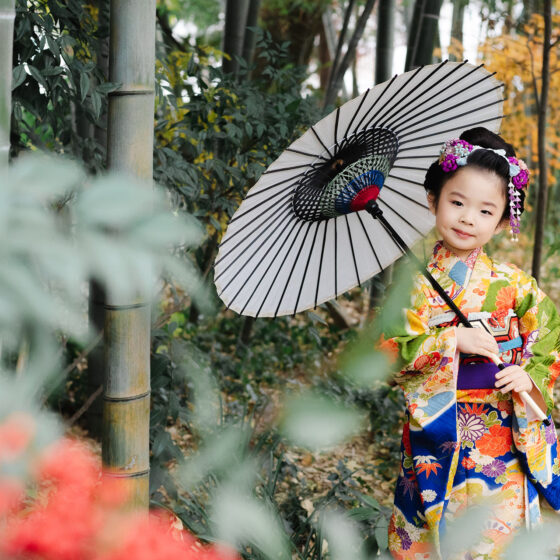 萌⻩ 5歳〜7歳向けアンティーク着物レンタル