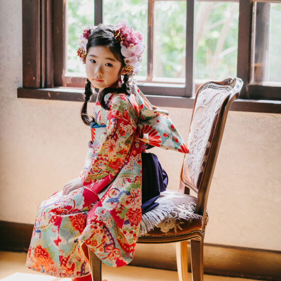 翡翠 5歳〜7歳向けアンティーク着物レンタル