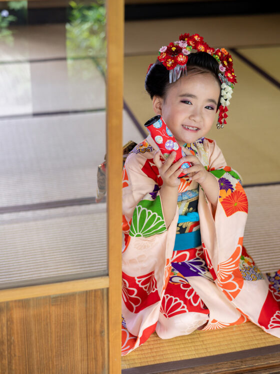七五三5歳前後アンティークお着物セット作り帯コーデビーズバッグ