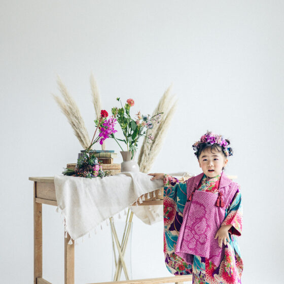 楚々 3歳〜4歳向けアンティーク着物レンタル