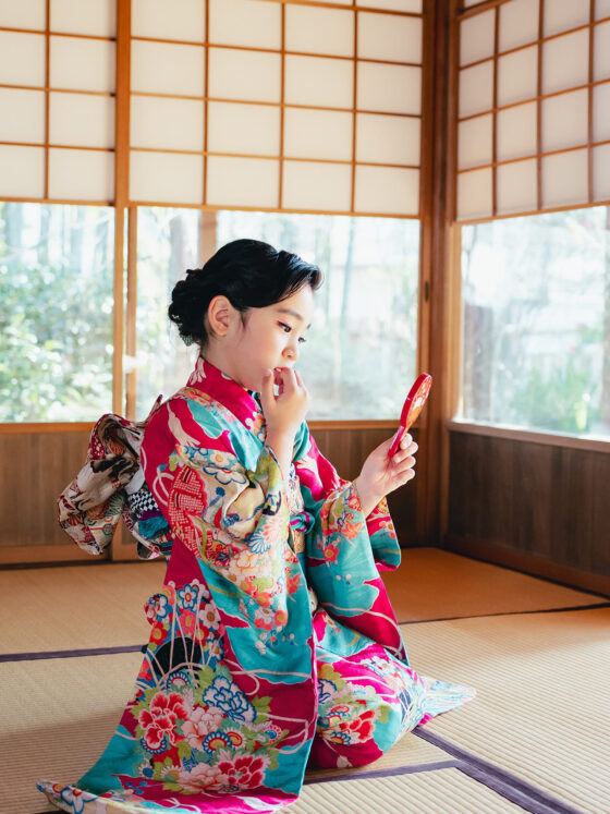 美麗 5歳〜7歳向けアンティーク着物レンタル