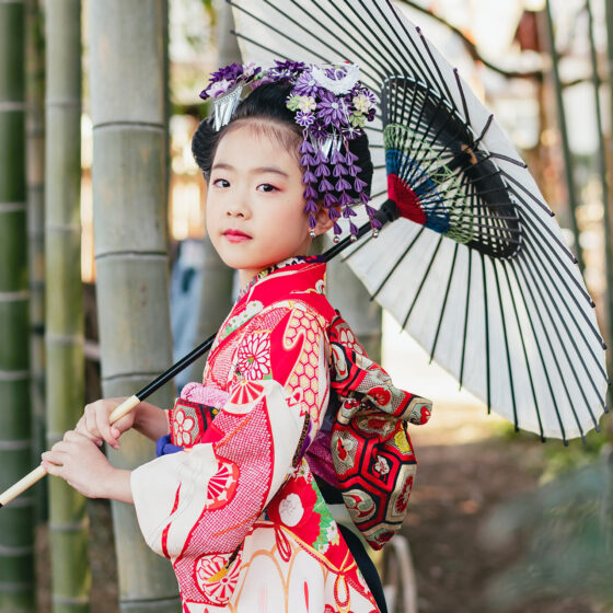 紅姫 5歳〜7歳向けアンティーク着物レンタル