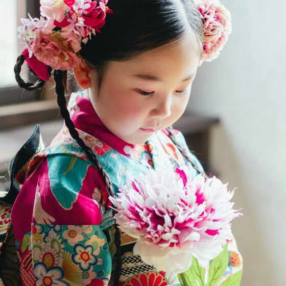 美麗 5歳〜7歳向けアンティーク着物レンタル