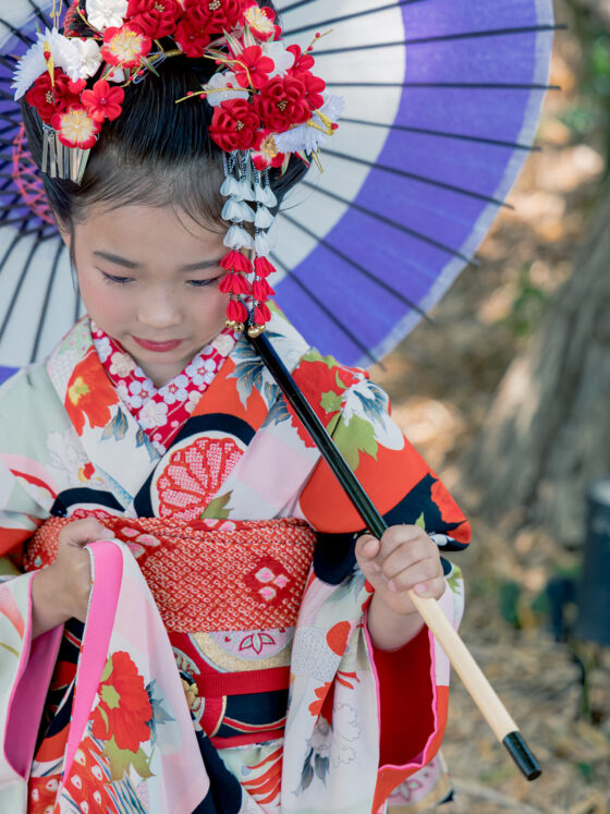 華孔雀 7歳〜13歳向けアンティーク着物レンタル