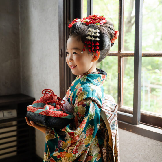 翠玉（舞妓さん風）8歳〜13歳向けアンティーク着物レンタル