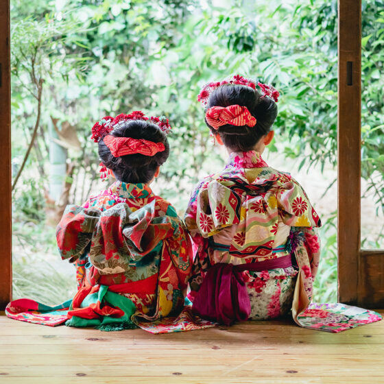 金糸雀 5歳〜7歳向けアンティーク着物レンタル、夢⼆ 7歳〜13歳向けアンティーク着物