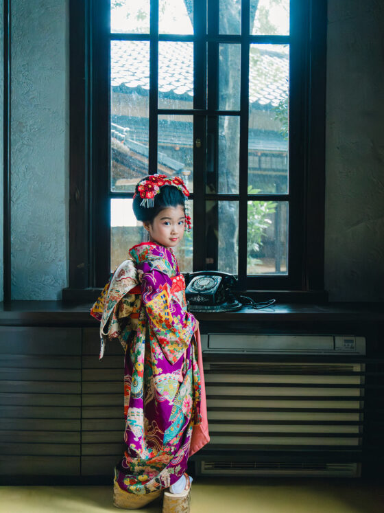 蓮月 8歳〜13歳向けアンティーク着物レンタル(舞妓風)