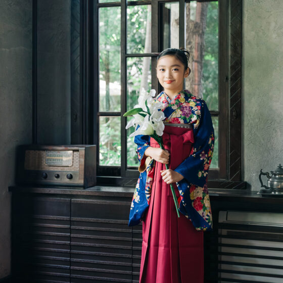 瑠璃（卒業袴） 8歳〜13歳向けアンティーク着物レンタル