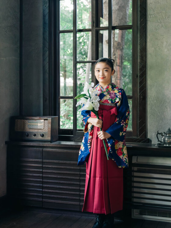 瑠璃（卒業袴） 8歳〜13歳向けアンティーク着物レンタル