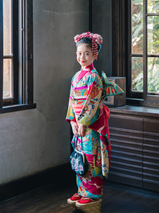 美麗 5歳〜7歳向けアンティーク着物レンタル