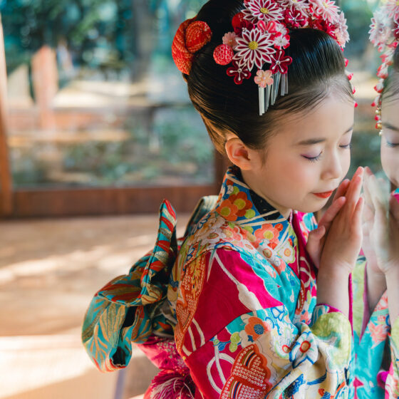 美麗 5歳〜7歳向けアンティーク着物レンタル