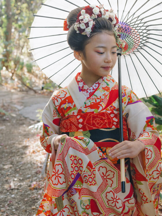 福寿 8歳〜13歳向けアンティーク着物レンタル