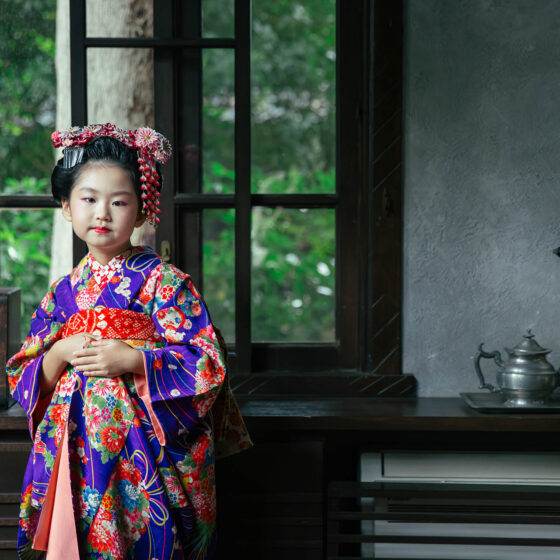 花薬玉 8歳〜13歳向けアンティーク着物レンタル