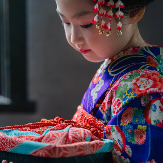 花薬玉 8歳〜13歳向けアンティーク着物レンタル