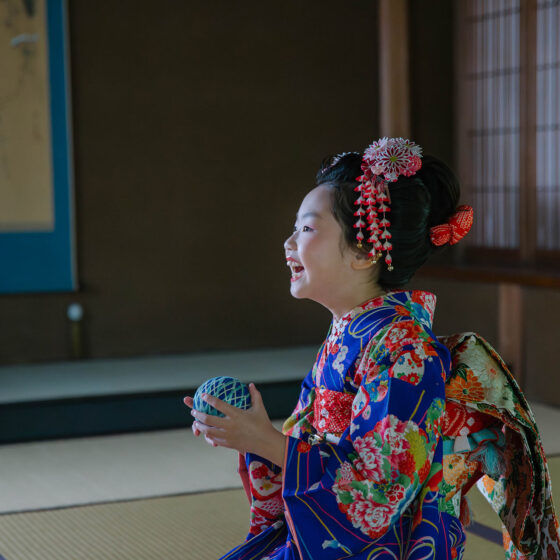 花薬玉 8歳〜13歳向けアンティーク着物レンタル
